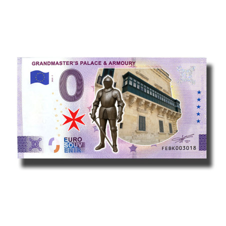 0 Euro Souvenir Banknote Grandmaster's Palace and Armoury Colour Malta FEBK 2025-1