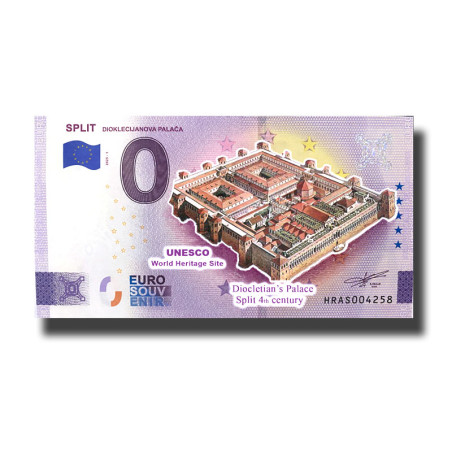 0 Euro Souvenir Banknote SPLIT DIOKLECIJANOVA PALACA Colour Croatia HRAS 2025-1