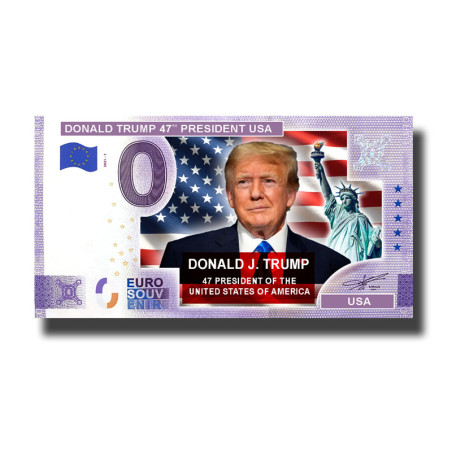 0 Euro Souvenir Banknote Donald Trump 47 Presidente USA Colour