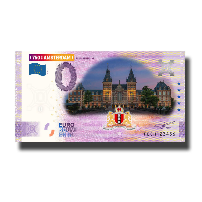 0 Euro Souvenir Banknote 750 Amsterdam Rijksmuseum Colour Netherlands PECH 2024-3
