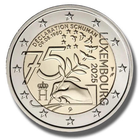 2025 Luxembourg 75th Anniversary of the Schuman Declaration 2 Euro Coin