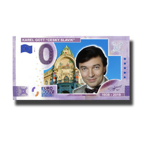 0 Euro Souvenir Banknote Karel Gott " Cesky Slavik" 1939-2019 Custom Colour Czech Republic 2025