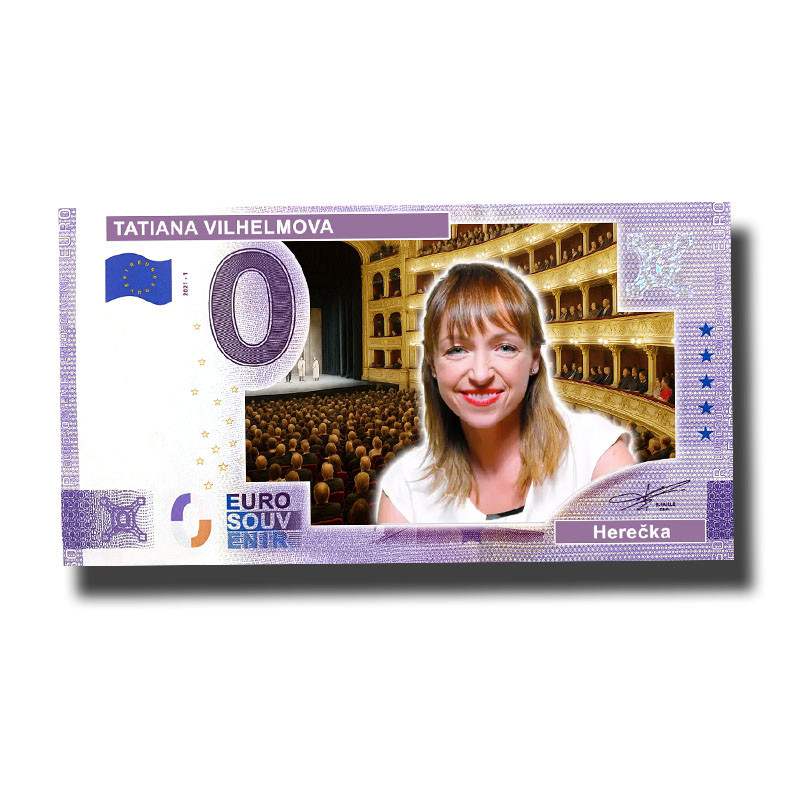 0 Euro Souvenir Banknote Tatiana Vilhelmova-Herecka Custom Colour Czech Republic 2025 0 Euro Souvenir Banknote Tatiana Vilhelmova-Herecka Custom Colour Czech Republic 2025