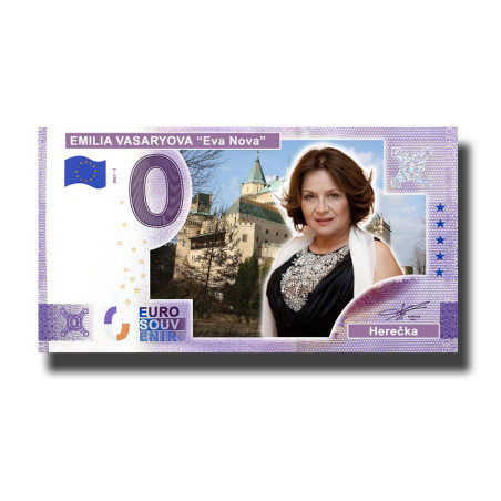 0 Euro Souvenir Banknote Emilia Vasaryova "Eva Nova" Herecka Custom Colour Czech Republic 2025