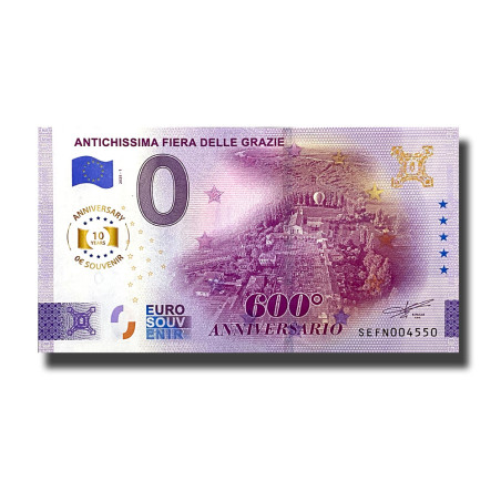 Anniversary 0 Euro Souvenir Banknote Antichissima Fiera Italy SEFN 2025-1