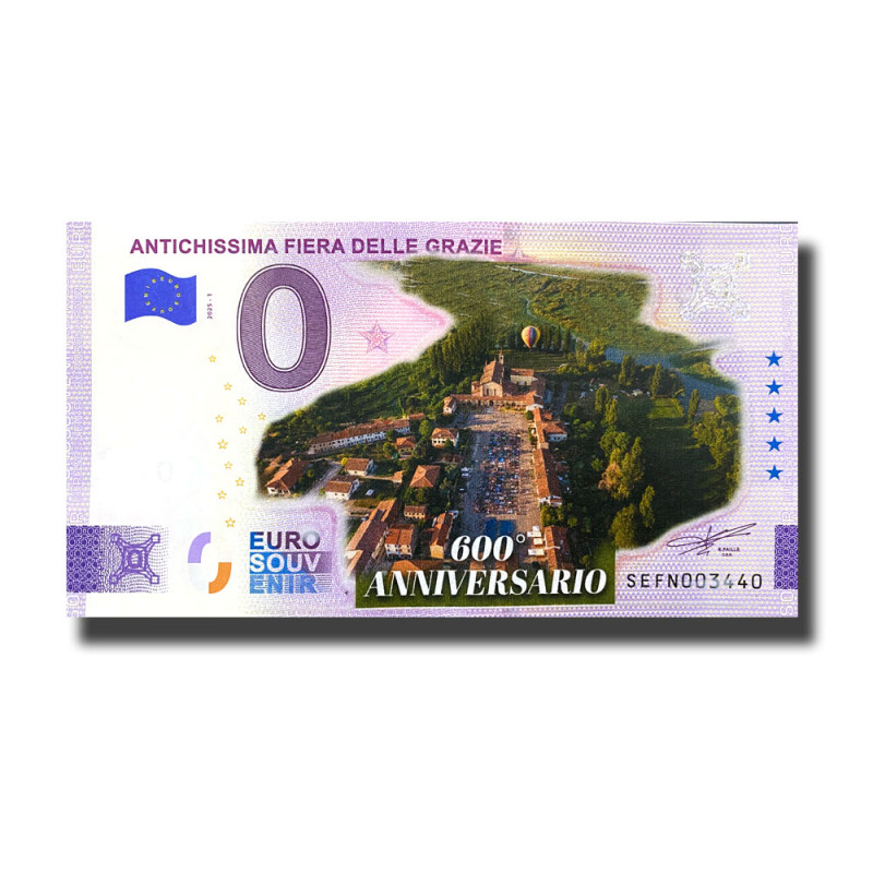 0 Euro Souvenir Banknote Antichissima Fiera Colour Italy SEFN 2025-1