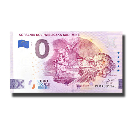 0 Euro Souvenir Banknote Kopalnia Soli Wieliczka Salt Mine Poland PLBR 2025-2