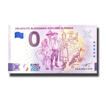 0 Euro Souvenir Banknote Objavujte Slovensko/ Explore Slovakia Slovakia EEEU 2025-3