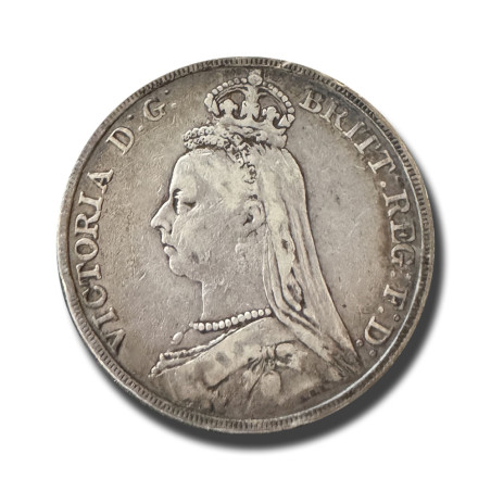 1889 United Kingdom Victoria Full Crown Silver Coin