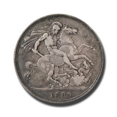1889 United Kingdom Victoria Full Crown Silver Coin
