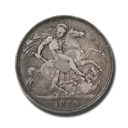 1889 United Kingdom Victoria Full Crown Silver Coin
