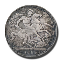 1889 United Kingdom Victoria Full Crown Silver Coin