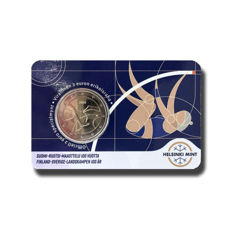 2025 Finland Sweden Athletics International 100 years- Finland Version 2 Euro Coin Card 2025 Finland Sweden Athletics International 100 years- Finland Version 2 Euro Coin Card