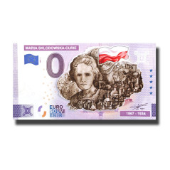 0 Euro Souvenir Banknote Maria Sklodowska-Curie 1867-1934 Custom Colour Poland