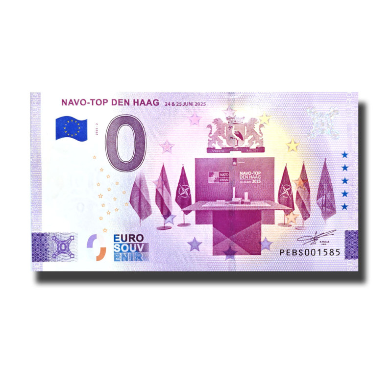 0 Euro Souvenir Banknote Navo-Top Den Haag Netherlands PEBS 2025-2 0 Euro Souvenir Banknote Navo-Top Den Haag Netherlands PEBS 2025-2