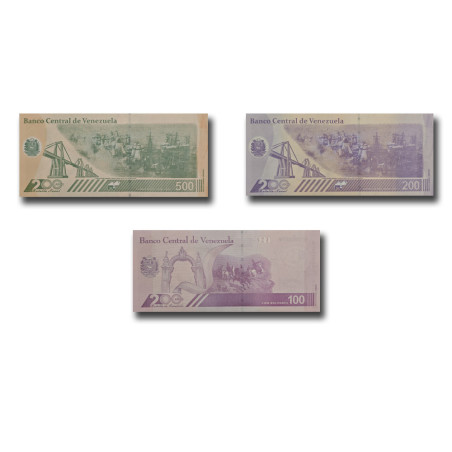 2021-2023 Venezuela Bolivares Set of 3 Banknote Uncirculated