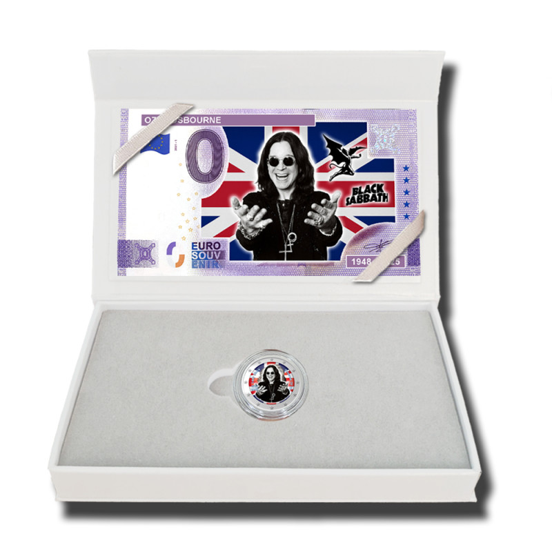 2 Euro Coloured Coin and Banknote Ozzy Osbourne 1948-2025