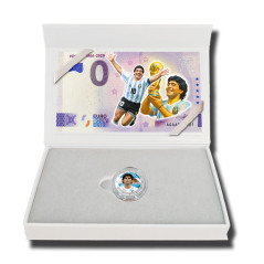 2 Euro Coloured Coin and Banknote Maradona