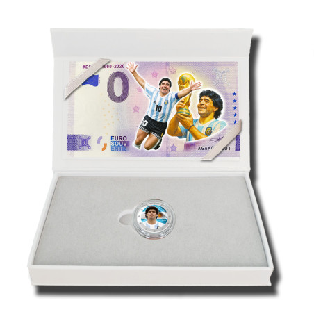 2 Euro Coloured Coin and Banknote Maradona
