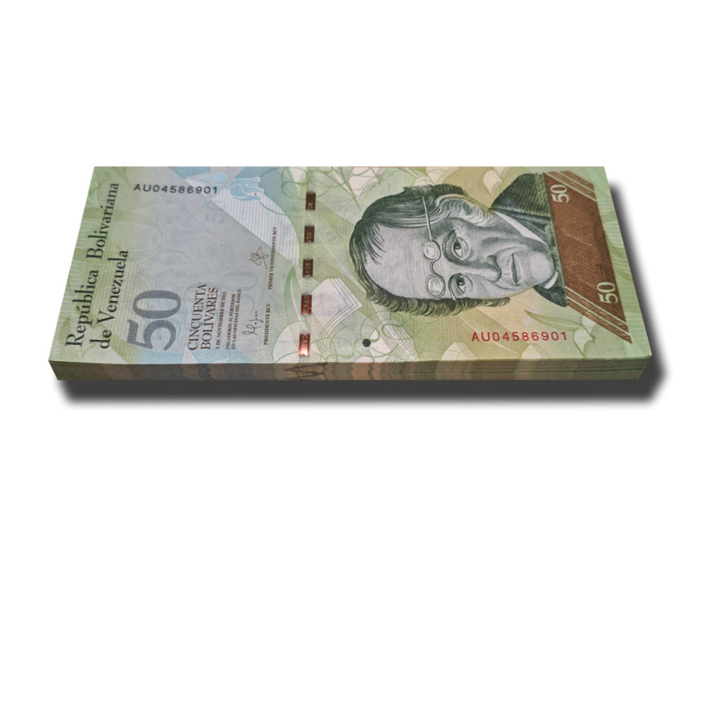 2015 Venezuela 50 Bolivares Complete Bundle Banknote Uncirculated