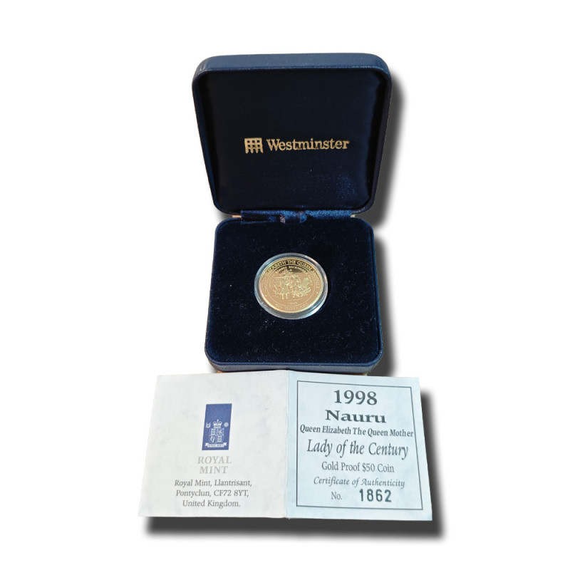 1998 Nauru $50 Proof Gold Coin 14ct 0.585 7.77gr