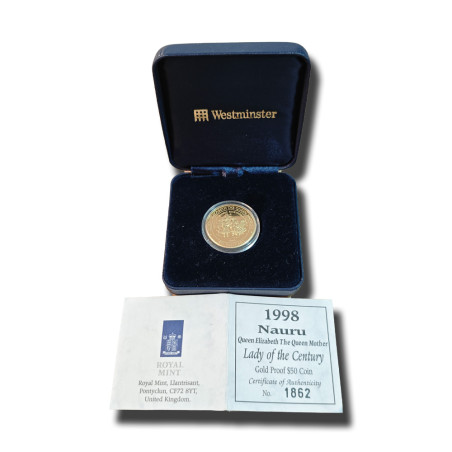 1998 Nauru $50 Proof Gold Coin 14ct 0.585 7.77gr