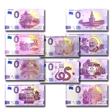 Set of 10 Italian Banknotes Footprints Italy 2020-205