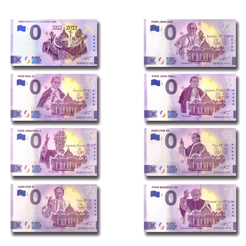 Set of 8 Italian Banknotes Pope Italy SEEK-EP 2022-2023