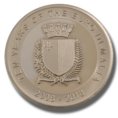 2018 Malta Ten Years of The Euro €5 Copper-nickel Coin BU
