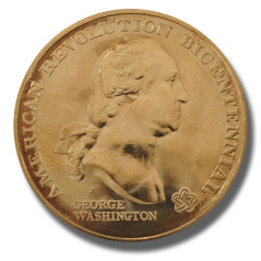 USA Medal American Revolution Bicentennial George Washington 35mm Gold Gilt