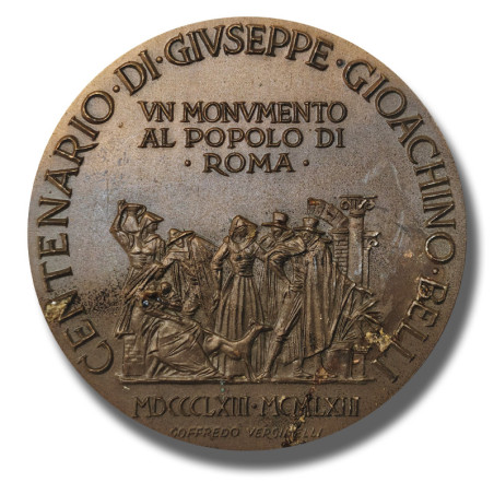 1863 Italy Medal Centenario Di Givseppe Gioachino Belli XXI 50mm
