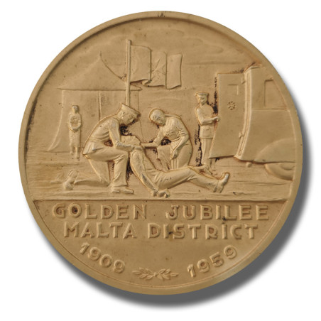 1859 Malta Medal Golden Jubilee 0,800 Silver St John Ambulance Gold Gilt 70mm