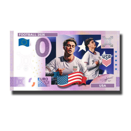 0 Euro Souvenir Banknote Football 2026 USA Custom Colour