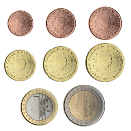 2001 Netherlands Euro Coin Set of 8 Coins Uncirculated