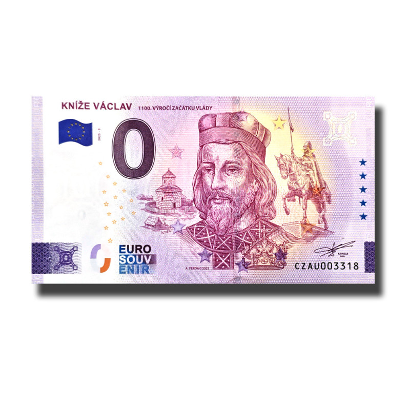 0 Euro Souvenir Banknote Knize Vaclav Czech CZAU 2025-3