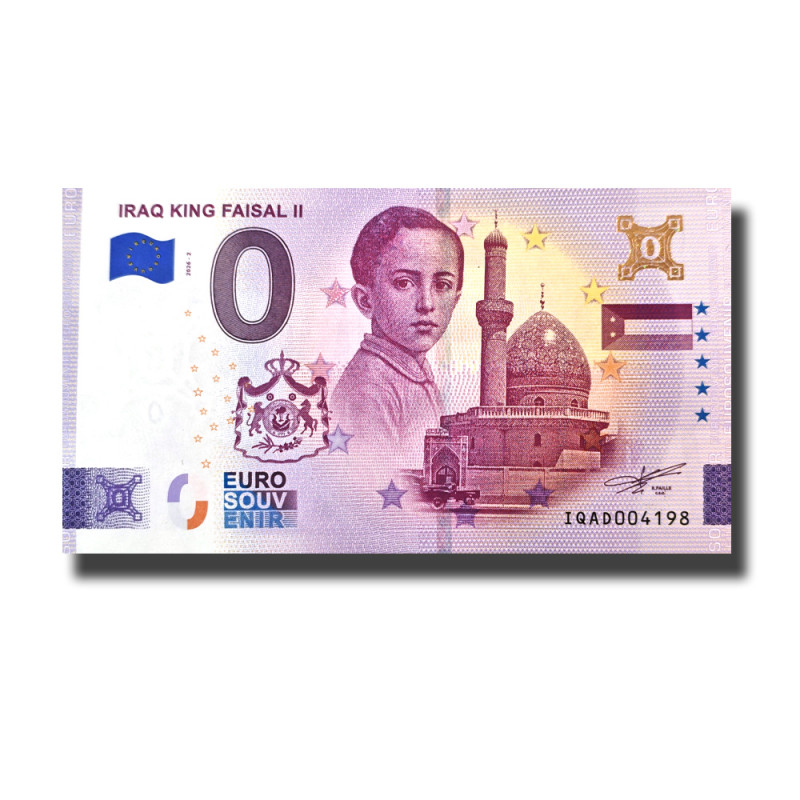 Gold 0 Euro Souvenir Banknote Iraq King Faisal II Iraq IQAD 2026-2