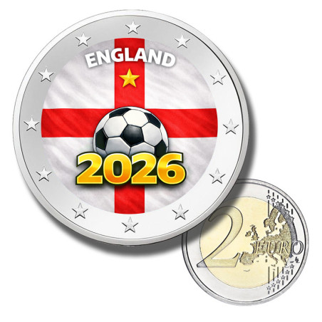 2 Euro Coloured Coin England Football 2026