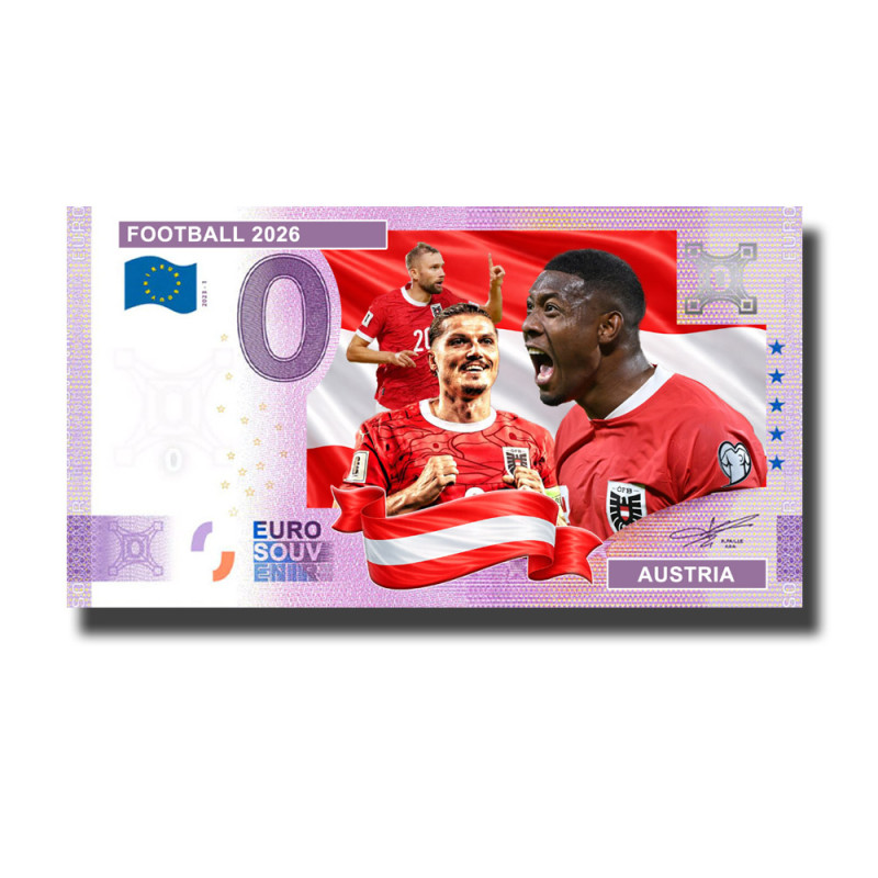0 Euro Souvenir Banknote Football 2026 Austria Custom Colour