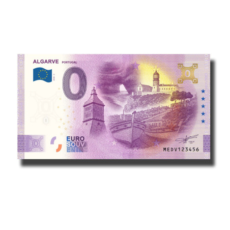Gold 0 Euro Souvenir Banknote Algarve Portugal MEDV 2026-2