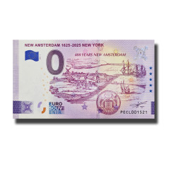 0 Euro Souvenir Banknote New Amsterdam 1625- 2025 New York Netherlands PECL 2025-1