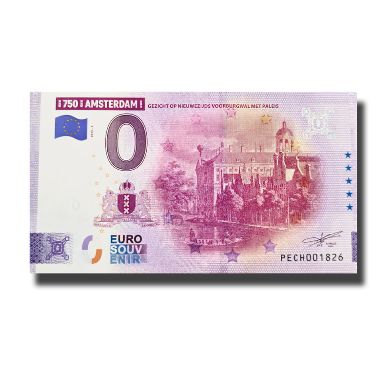 0 Euro Souvenir Banknote 750 Amsterdam - Gezicht Op Nieuwezijds Netherlands PECH 2025-6