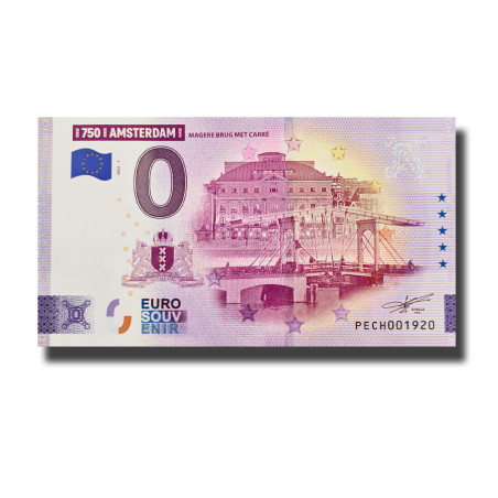 0 Euro Souvenir Banknote 750 Amsterdam - Magere Brug Met Carre Netherlands PECH 2025-7