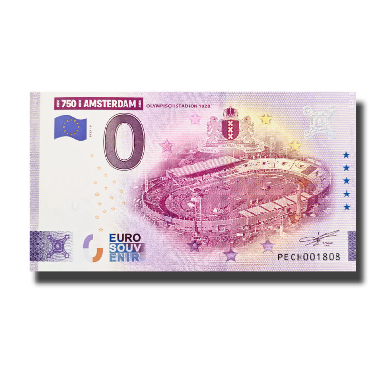 0 Euro Souvenir Banknote 750 Amsterdam - Olympisch Stadion 1928 Netherlands PECH 2025-9 0 Euro Souvenir Banknote 750 Amsterdam - Olympisch Stadion 1928 Netherlands PECH 2025-9