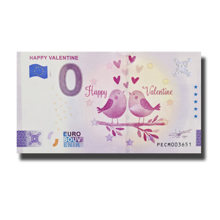 0 Euro Souvenir Banknote Happy Valentine Netherlands PECM 2026-1