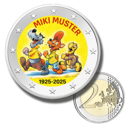2 Euro Coloured Coin Miki Muster 1925-2025