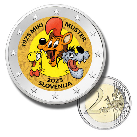 2 Euro Coloured Coin Miki Muster Slovenija