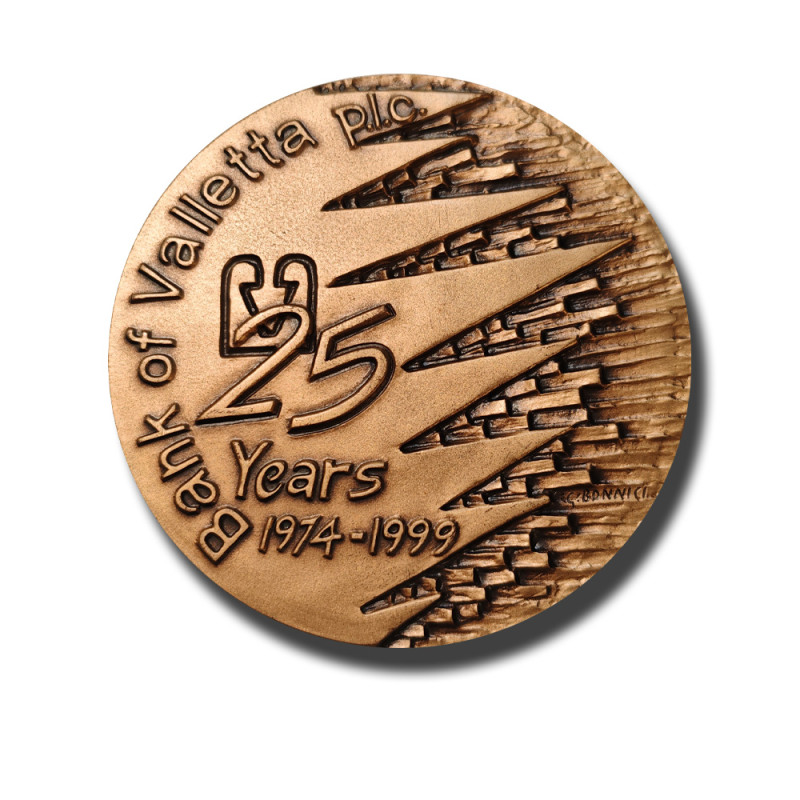 1974-1999 Valletta Medal Bronze 25 years Bank of Valletta p.l.c.