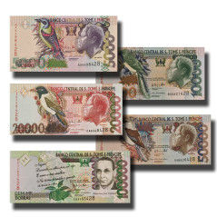 2013 Sao Tome e Principe Set of five banknotes 5000, 10000, 20000, 50000, 100000 Dobras Banknote Uncirculated