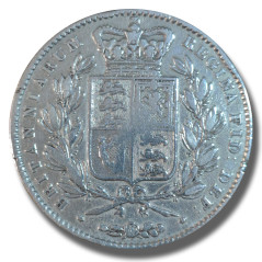 1845 United Kingdom Victoria Young Head Full Crown Silver Coin