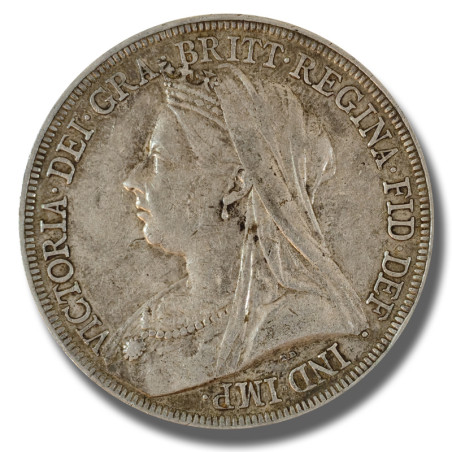 1893 United Kingdom Victoria Veiled Head Full Crown Silver Coin